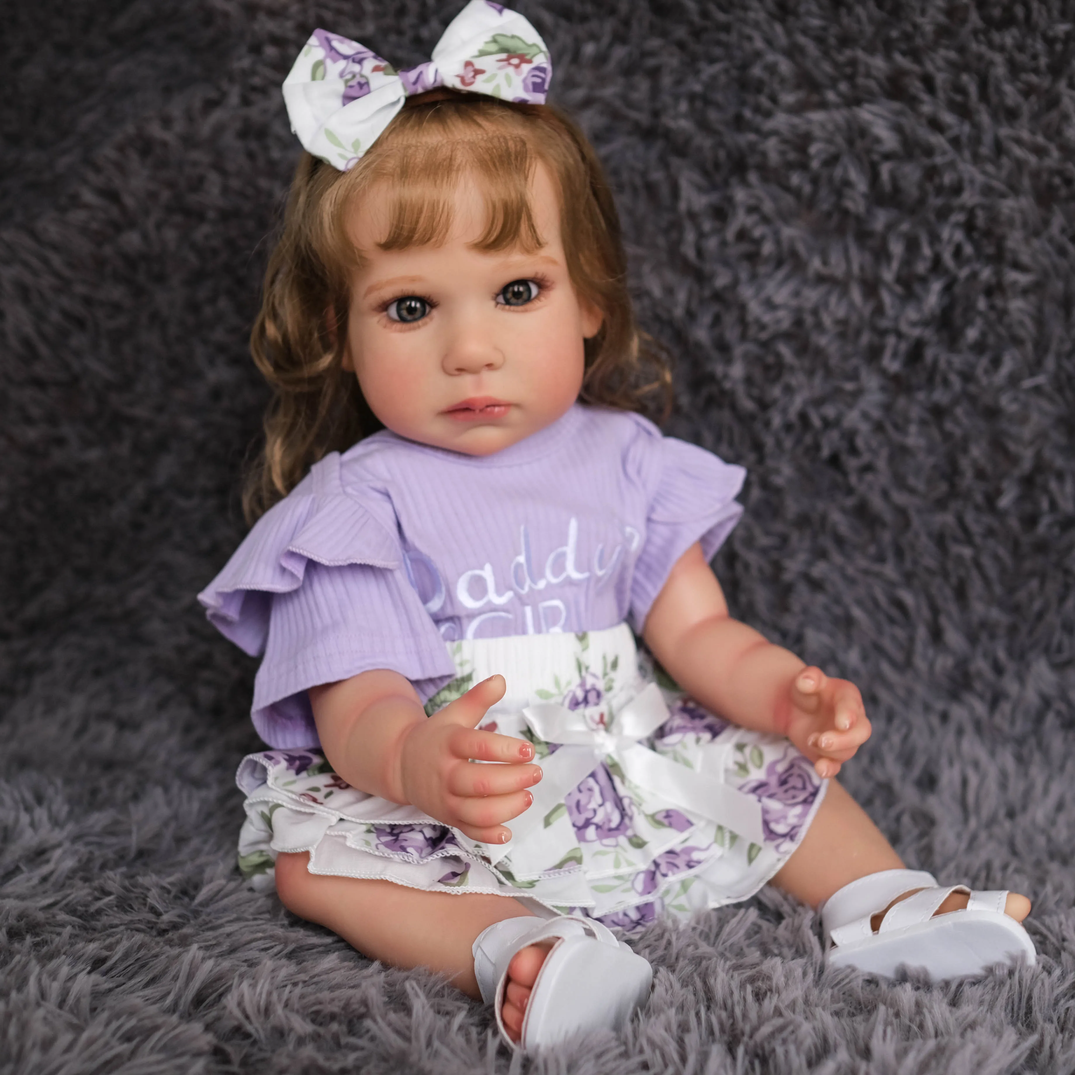 

22 Inch full Body Silicone Reborn Baby Doll Lilly Girl Toddler High Quality Hand-made Bebe Reborn Doll Toys gift
