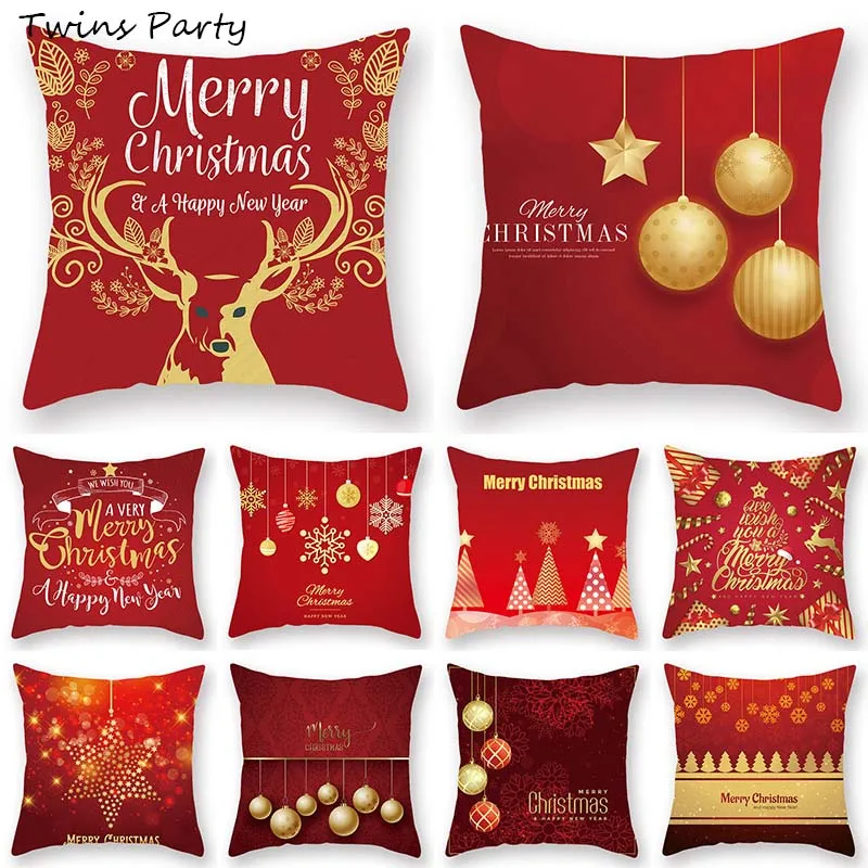 

Twins 45*45cm Merry Christmas Cushion Cover Decorations Cotton Linen Merry Christmas Cover Cushion Christmas Decor for Home