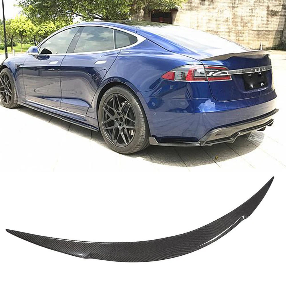 Carbon Fiber Rear Trunk Spoiler Wing For Tesla Model S 2014 - 2019 Car Boot  Lip Wing Spoiler