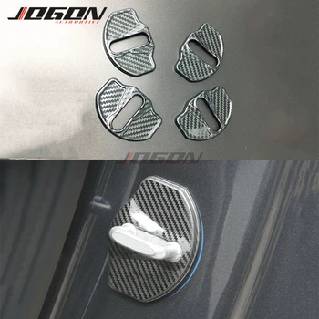

S.Steel Carbon Look For Tesla Model 3 2017- 2020 Door Lock Buckle Striker Trim Protection Cover Cap Car-Styling