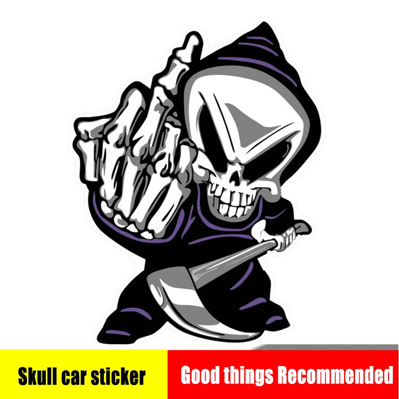 

Car Decoration Accessories Middle Finger Skull Car Stickers Despise Foreign Trade Models Reflective Stickers Decorative Decals