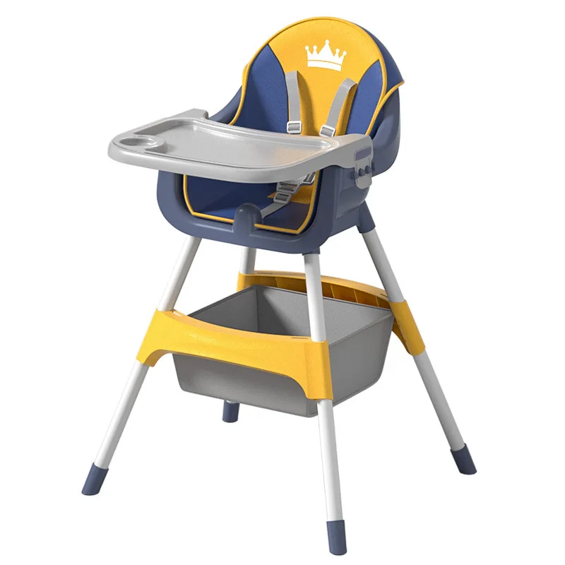 Newborn Baby Feeding High Chair Toddler Folding Dining Table Chair Infant Booster Seat with Storage Basket Height Adjustable