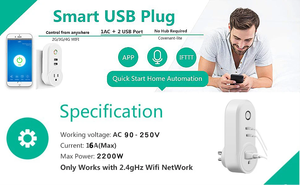 Letine wifi Пульт дистанционного управления Функция синхронизации двойной USB выход Голосовое управление для Google Home Alexa