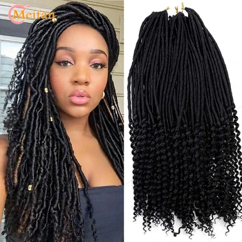 

MEIFAN Goddess Faux Locs Crochet Braiding Hair Soft Curly End Natural Synthetic Braids Brown Red Hair Extension for Women