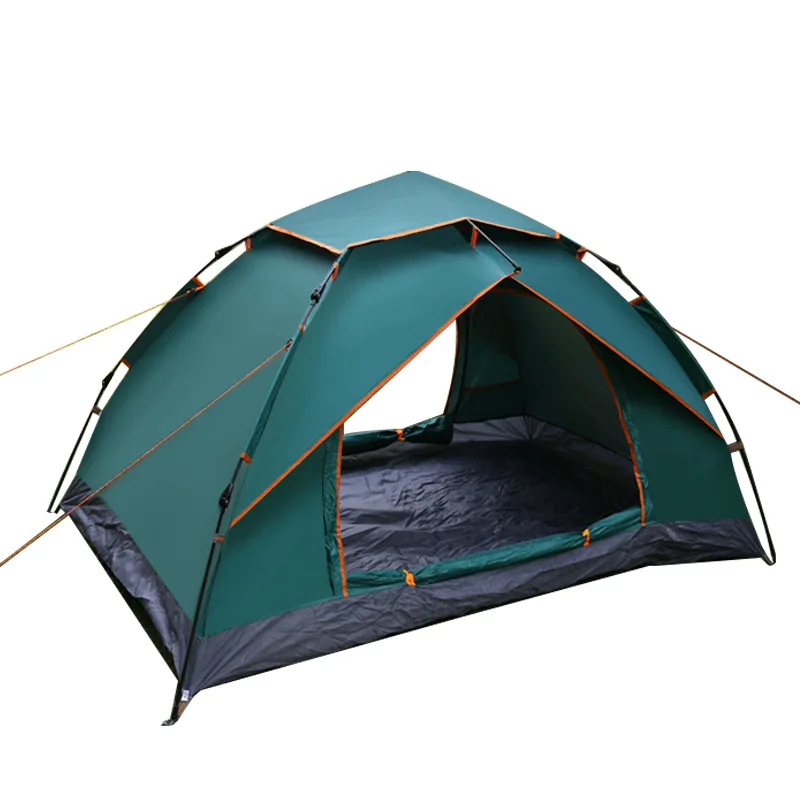 Открытый 2-3 человек Кемпинг Палатка Водонепроницаемый двойной слой поход большой семейный тент высокая гора Открытый Палатка с гидравлическим механизмом раскладывания беседка палатка - Цвет: Dark green