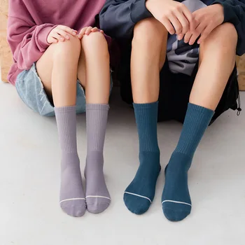 

Solid Color Sock for Woman Striped Socks Women Adult Kawaii Ladies Elegant High Sox Cotton Spring Autumn Female Trendy Skarpetki