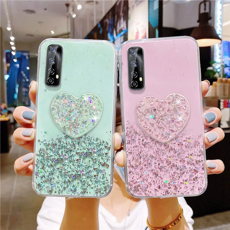 Realme 7 Pro Case Luxury Bling Glitter Case Cover For OPPO Reno 4 3 Pro Case Realme7 X7 5 3 Pro 6 C17 C15 C12 C11 7i Back Covers