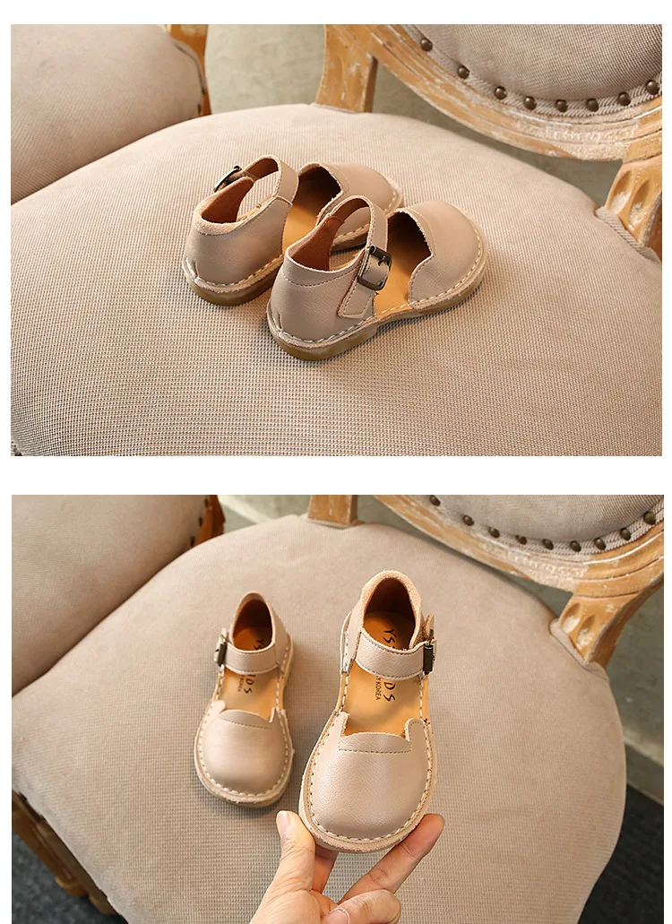 Meninas do Bebê Sapatos de Couro Sapatos da Criança Primavera Novas Genuíno Crianças Princesa Apartamentos Bege Marca Doce Sapatos Macios Mary Jane 8 Mamãe e Bebê