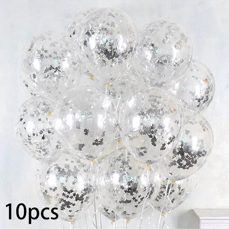 10pcs Шары с золотыми конфетти смешанные 18 дюймов звезда сердце Фольга шар День рождения черный золотой латексный шар воздушный бальное свадебное украшение - Цвет: 10pcs