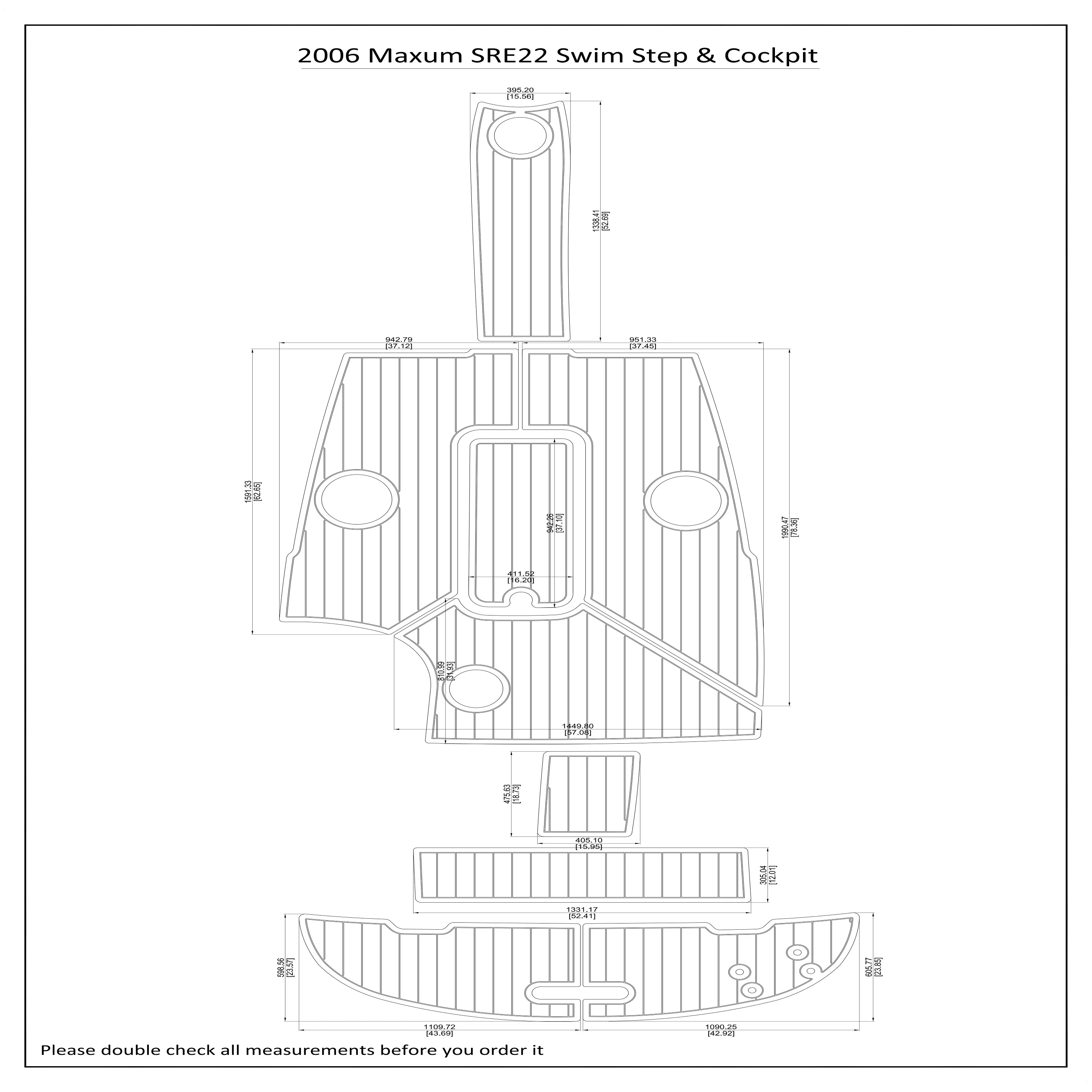 

2006 Maxum SRE22 Swim Step Cockpit Boat EVA Faux Foam Teak Deck Floor Pad