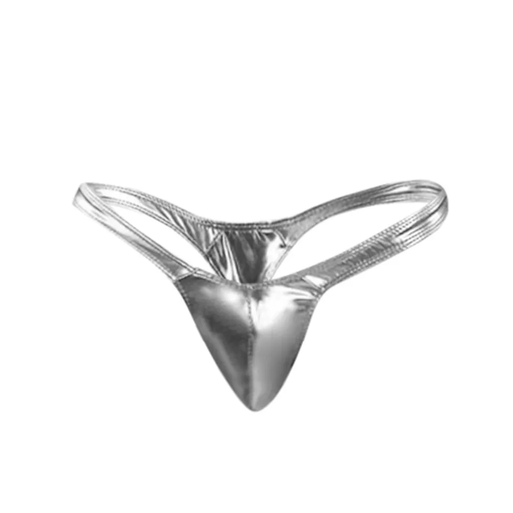Solid G-Strings Thongs Men's Sexy Panties Faux Leather Thongs Briefs T-shaped Comfortable Underwear Underpants трусы мужские