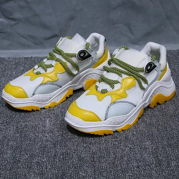 

2019 Spring Autumn Fashion Men Sneakers Genuine Leather Casual Sneakers Round Toe Lace Up Korean Brand Designer Breathable Shoes