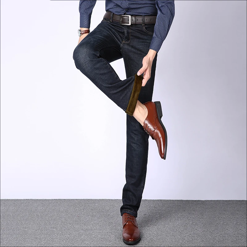 

Vomint Mens Jeans Smart Casual Leg Elasticity Jeans Stretch Long Trousers Size Keep warm Fit Straight Jeans Regular