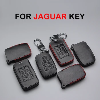 

New Arrival Leather Car Key Case Cover For Jaguar XF XK XKR X-type XE V12 Guitar Scissors Key Ring Chain Shell Car Styling