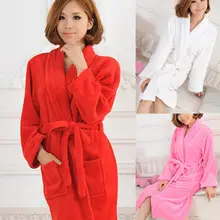 Chic Women Men Long Sleeve Pockets Sash Bathrobe Sleepwear Nightwear Autumn Winter Homewear NightGown Dropshipping Homewear