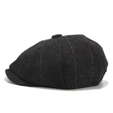 KLV унисекс осень зима кепка газетчика мужские и женские теплые твидовые козырьки шляпы для мужчин детективные шляпы ретро плоские шапки для мальчика ГАТС