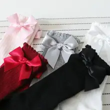 Носки новые детские гольфы с большим бантом для маленьких девочек, мягкие хлопковые кружевные детские носки Niekousen meisje, Прямая поставка