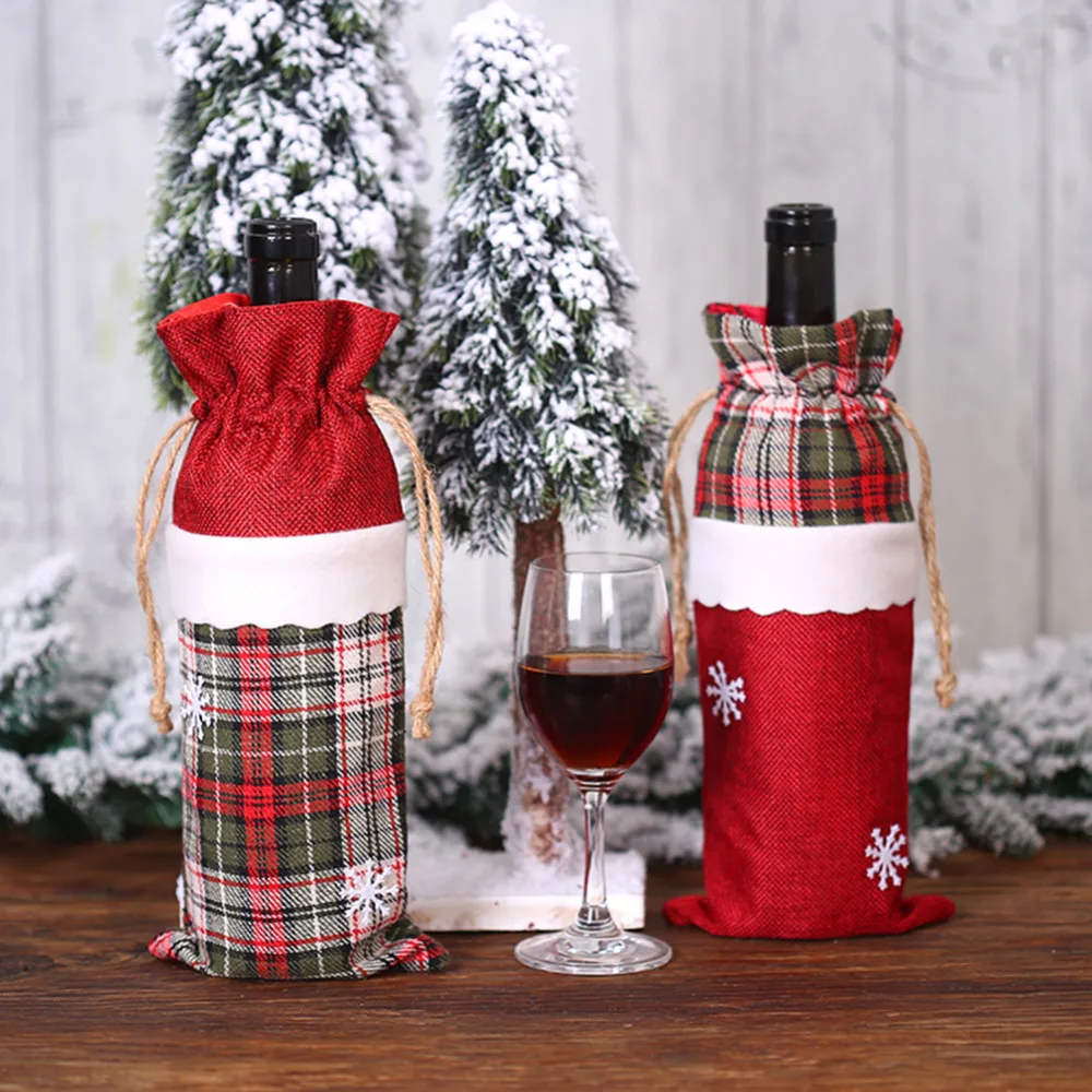 Рождественская бутылка вина Декор Набор Санта Клаус Снеговик Олень крышка бутылки одежда кухня украшение на год Рождество ужин вечеринка