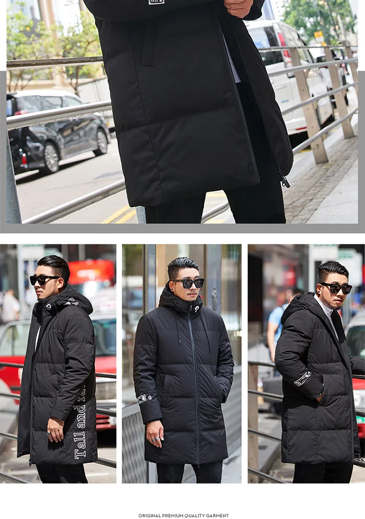 GXXH плюс размер мужской длинный пуховик Верхняя одежда Высокое качество теплая куртка с капюшоном зимние парки зимние пальто водонепроницаемые мужские над размером d