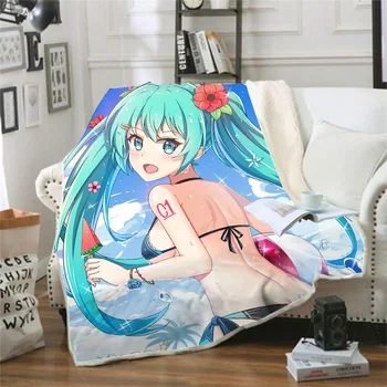 

Hatsune Miku 3D Printed Sherpa Blanket Couch Quilt Cover Travel Bedding Outlet Velvet Plush Throw Fleece Blanket Bedspread 19