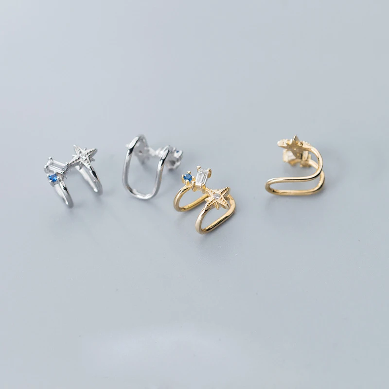 Корейские серьги-клипсы с цирконием, серьги-наручники, серьги-наручники для ушей без проколов, 925 пробы серебряные серьги-клипсы для девочек