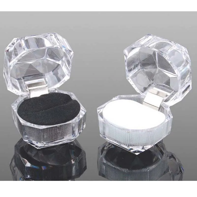 

Transparent Plastic Ring Box er ding he Small Pendant Box gua jian he Acrylic er ding he Crystal Split Surface