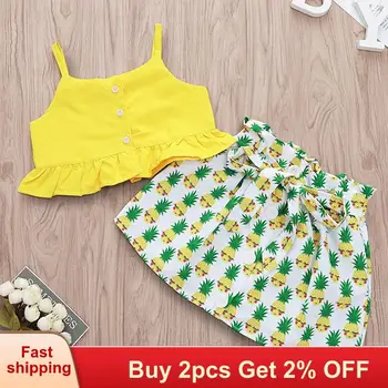 

Mayfair Cabin Children Summer Dress 2020 Girls Clothing Set White Lace Girls Sleeveless Suits Kids Clothes Casual Style Beach