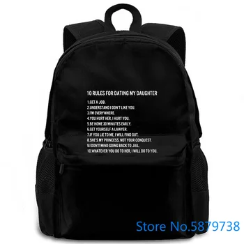 

Graphic Statement Black - 10 Rules To Date My Daughter New - women men backpack laptop travel school adult student