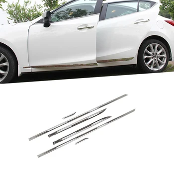 

For Mazda 3 2017 2018 2019 Exterior Stainless Steel Car Door Body Side Protection Trim Cover Anti-rub Strips Decoration