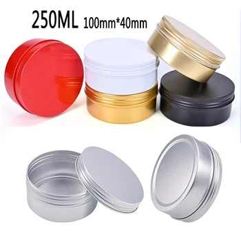 

250ML Round Aluminium Cans With Screw Lid Multi-Colored Empty Cosmetic Contianers Tin Storage Jar DIY Candle Craft 100mm*40mm