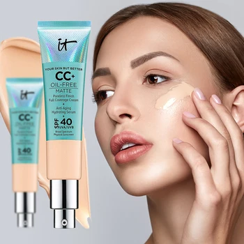 

Concealer Cream Matter Oil-Control Makeup Base Full Cover Dark Circle Eyes SPF 40 Make Up Skin Brighten CC Cream