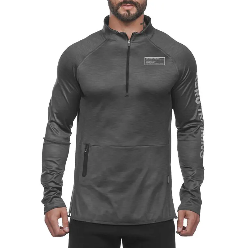 Voobuyla мужская куртка для бега Спортивная Фитнес с длинными рукавами на молнии плотная Толстовка спортивная куртка для бега тактическая одежда - Цвет: gray