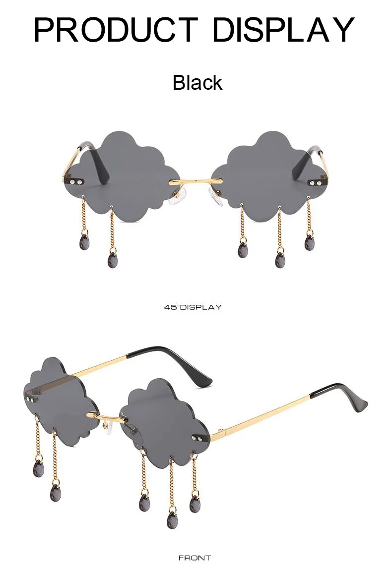 Vintage Rimless Sunglasses Woman Fashion Clouds Sun Glasses Female Retro Tassel Raindrop Trending Oculos De Sol Feminino_voghion.com