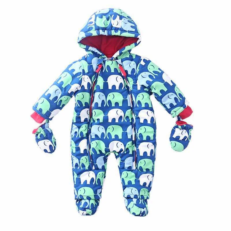 Теплая дутая куртка для младенцев Детские комбинезоны зимняя одежда для новорожденных; комбинезон для младенцев мальчиков девочек комбинезон с капюшоном детская верхняя одежда для детей от 0 до 24 месяцев