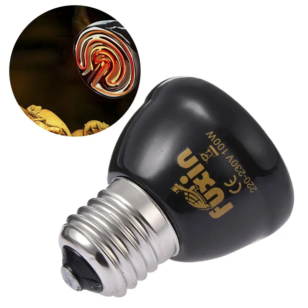 

Mini Black Pet Heating Lamp Infrared Ceramic Emitter Heat Light Bulb Pet Brooder Chickens Reptile Lamps 25/50/75/100W Pets Bulbs