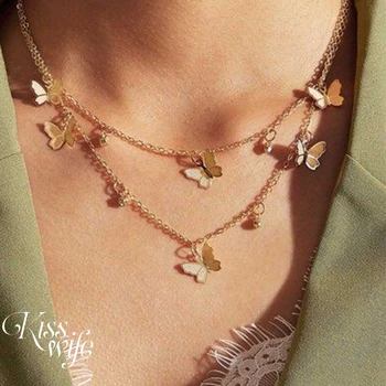 

Bohemian Cute Butterfly Choker Necklace For Women Gold Color Clavicle Chain 2020 Fashion Female Choker Jewelry