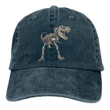 Т-Рекс, скелет Casquette темно-синяя мужская и женская джинсовая бейсболка с ремешком на спине, Регулируемая Кепка для гольфа