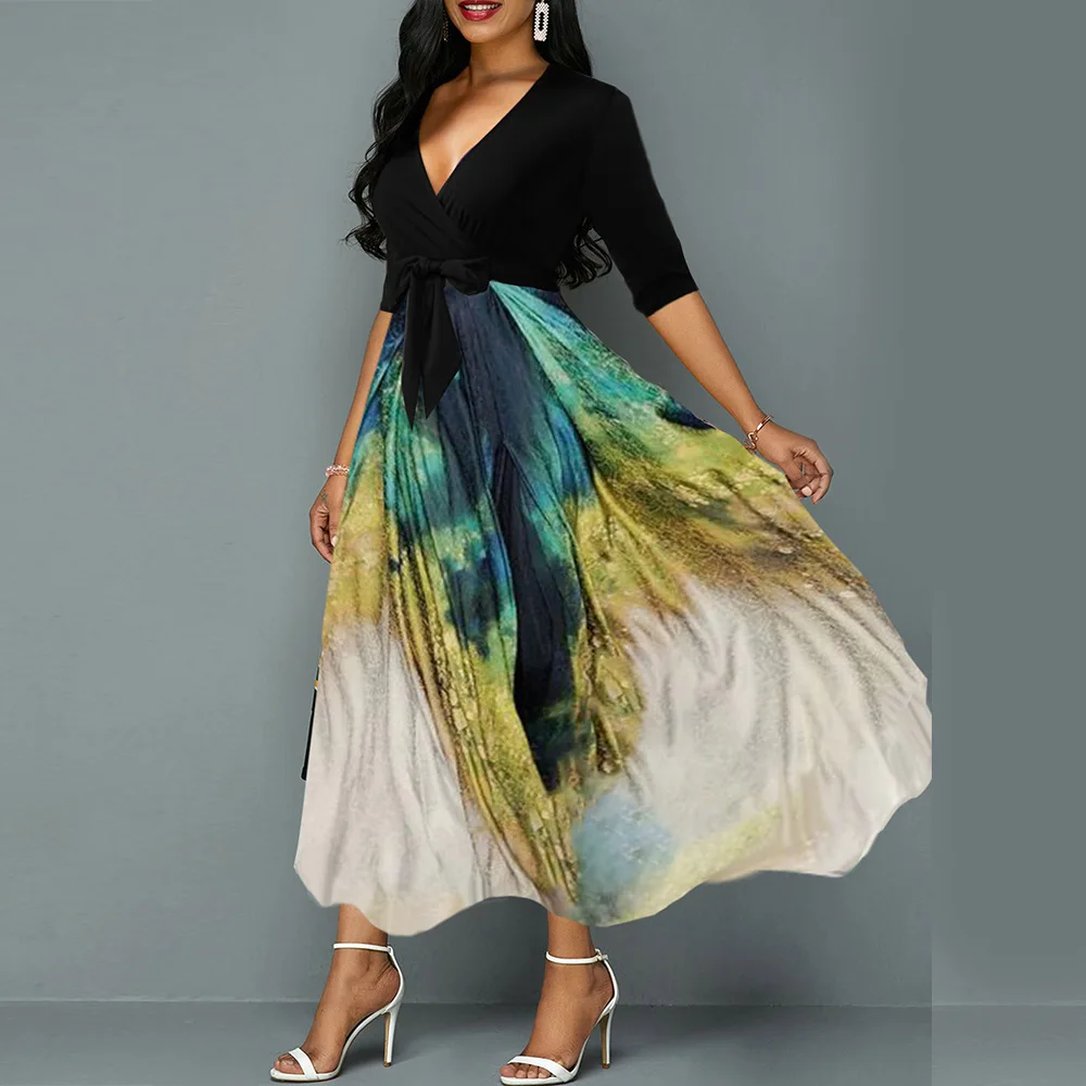 2021 New Women Plunging Neck Tie Dye 