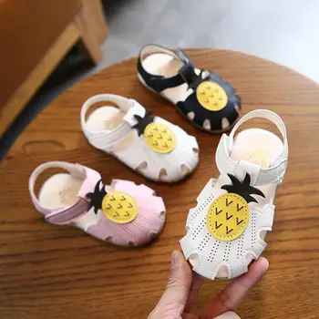 

Baby Girls Closed Toe Cut-Outs Beach Sandals Kids flower Summer Shoes 2020 Children Soft Bottom Sandals Size 21-30