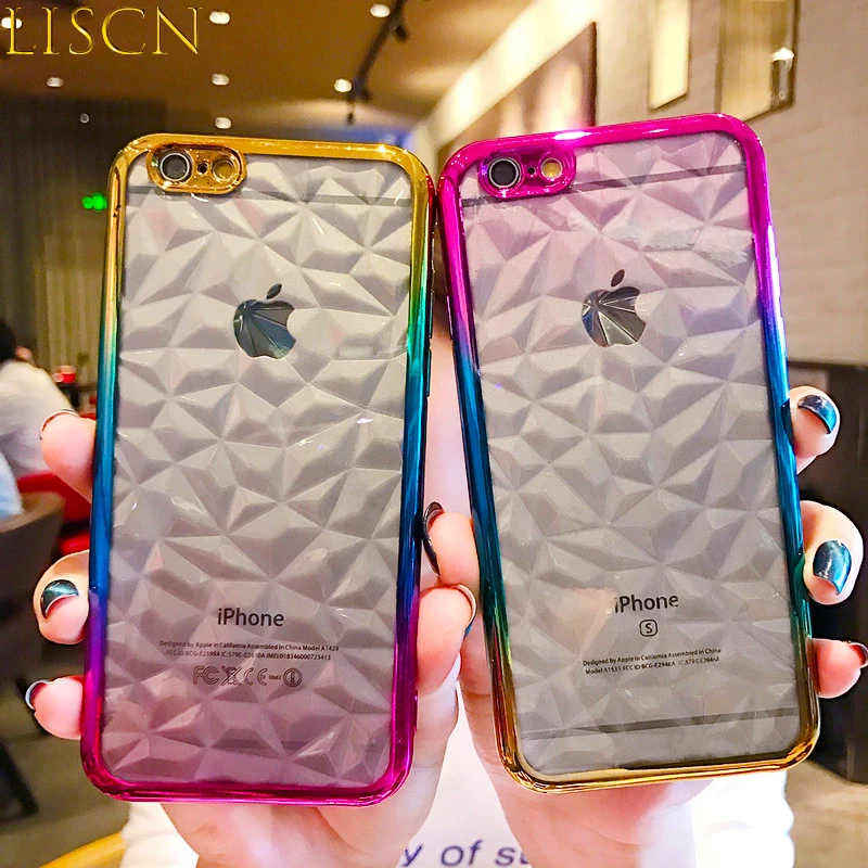 

LISCN Gradient Plating Soft Phone Case for iPhone 7 8 7P 8P 6PX XR Xs Max Cute Back Cover Case iphone 6 Case iPhone 6S 5 5S SE