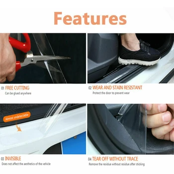 

New Arrival High Quality 10M Car Sill Scuff Protector Door Plate Sticker Bumper Body Anti Scratch Strip