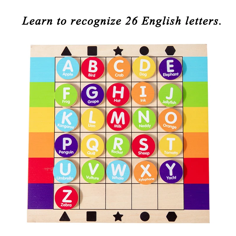 Character Graphics Pairing Storytelling Wooden Board Game Alphanumeric Color Cognition Storytelling Early Education Children Toy 4