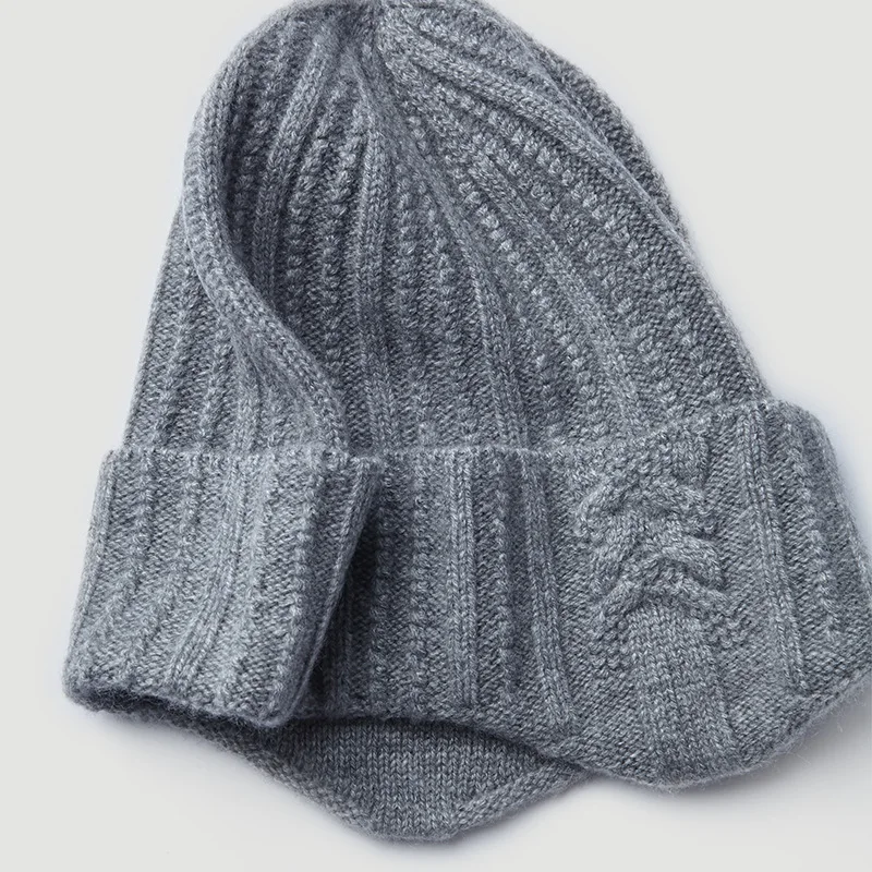 Натуральный чистый кашемир шляпа для женщин мужчин унисекс вязаная зима Осень Теплый мягкий утолщаются