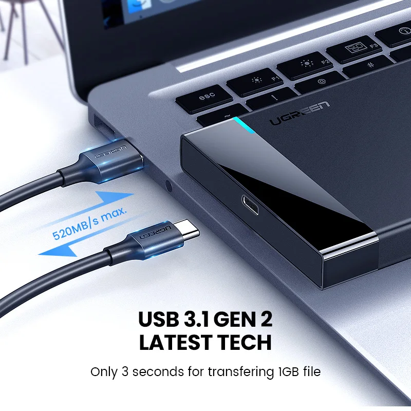 External Hard Drive Case Ugreen 2.5 HDD SSD SATA to USB 3.1 Adapter for Disk HDD Type USB C Enclosure UASP