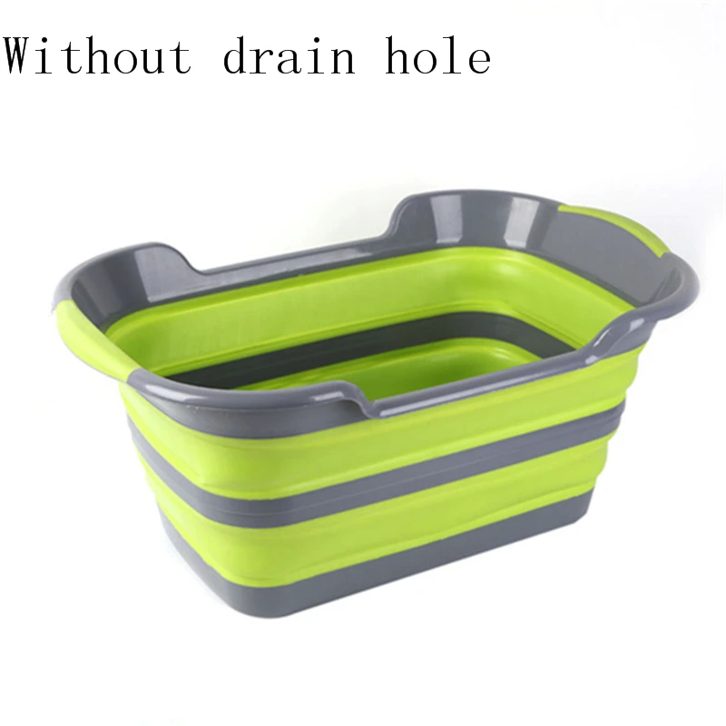 Baby Shower Portable Silicone Pet Bath Tubs Bath Accessories Baby Folding Non-Slip Bathtub Safety Security Cat Dog Bath Tubs - Цвет: Without drain hole