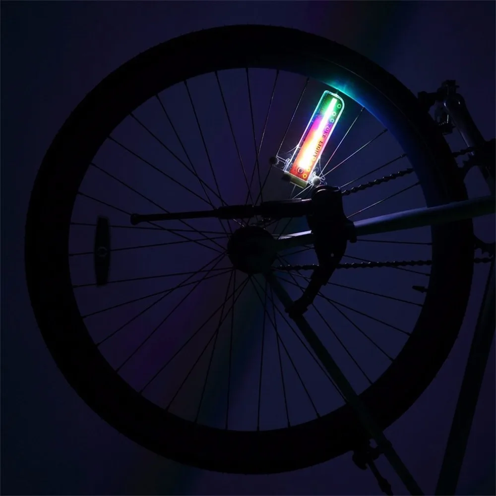 2pcs велосипед Неон 32 светодиодов Красочные велосипедные фонари водонепроницаемый неон для колеса шины с батареей