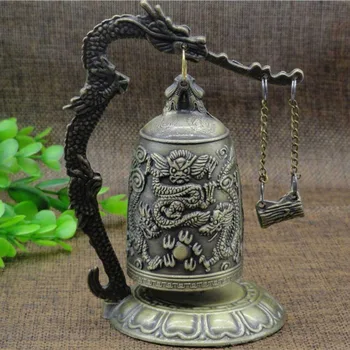 

New Vintage Dragon Bell Hang Decoration Buddhist Bell Ornament Good Luck Bell Bronze Lock Monk Home Office Decoration Artwork Ho