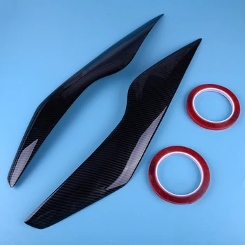 

beler Carbon Fiber Texture Front Headlight Eyebrows Eyelids Cover Trim molding Exterior Decoration Fit for Ford Focus 2009-2011