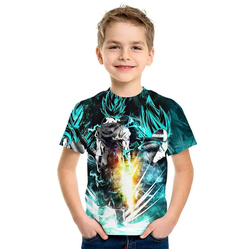 Детская футболка с изображением дракона и шарика Z goku Saiyan, Детская футболка с 3D-принтом, Детская футболка, модная футболка для мужчин и девочек