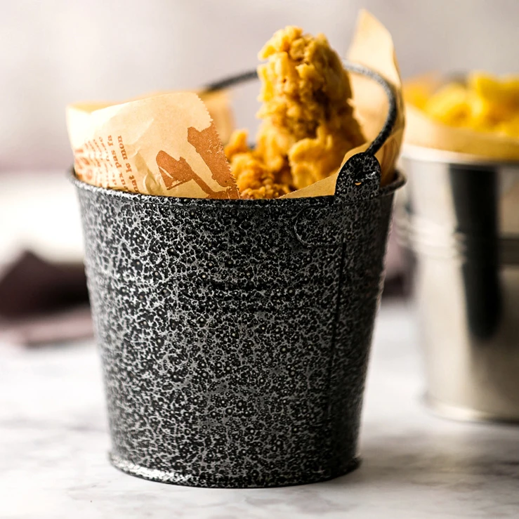 Net red beer barrel stainless steel 304 mini french fries barrel bar KTV ice bucket black snack iron bucket